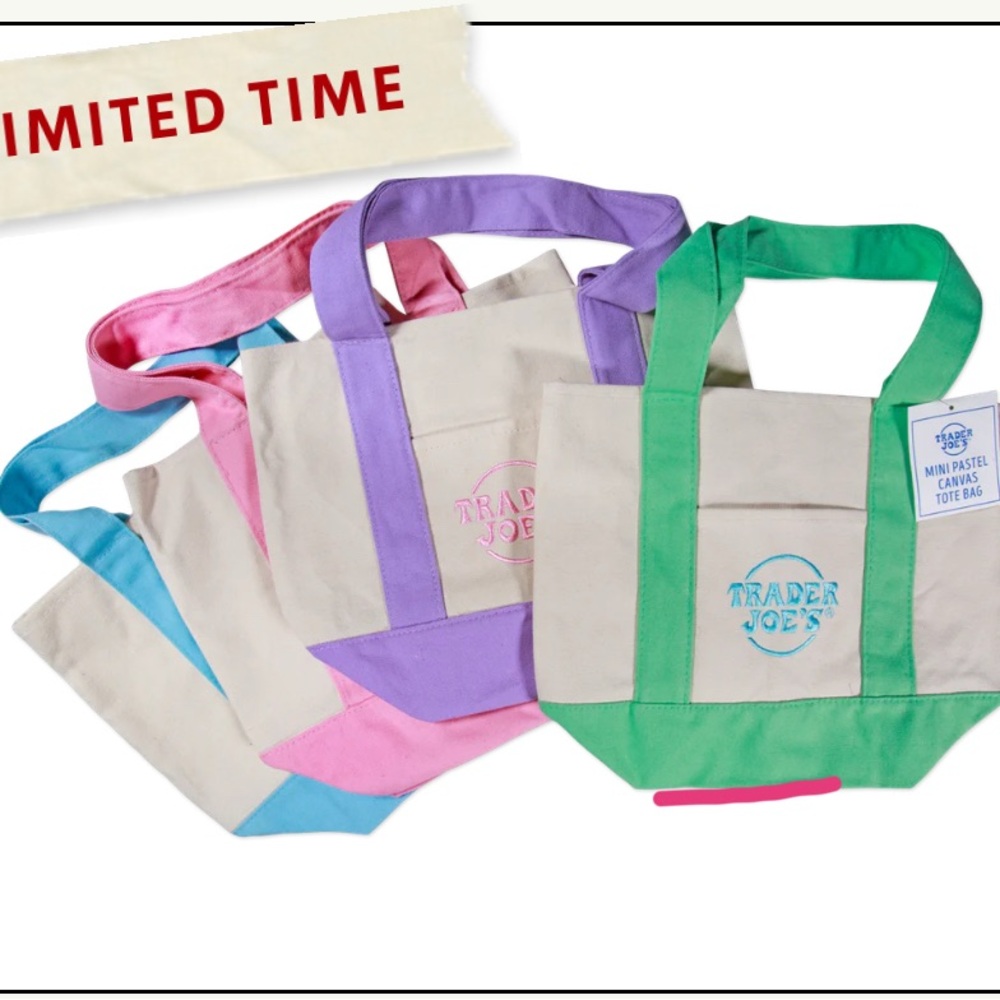 Trader Joe’s Pink Mini Pastel Canvas Tote Bag